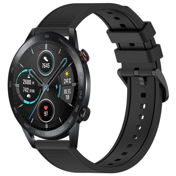 Per Honor Magic Watch 2 46mm 22mm Cinturino in silicone strutturato in tinta unita (nero)
