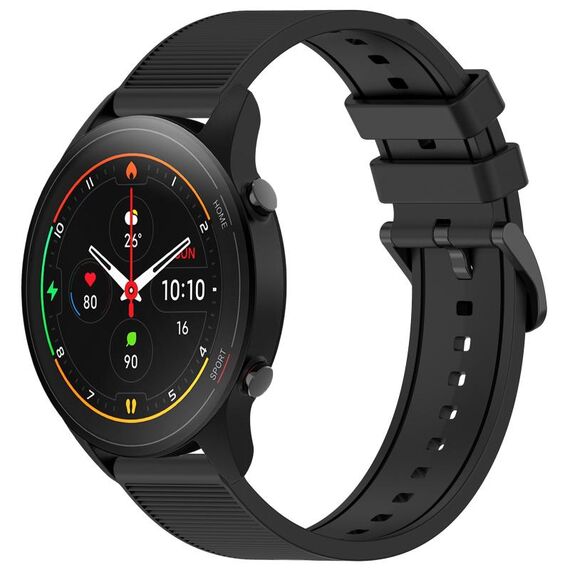 Per Xiaomi MI Watch S1 Pro 22mm cinturino in silicone strutturato in tinta unita (nero)