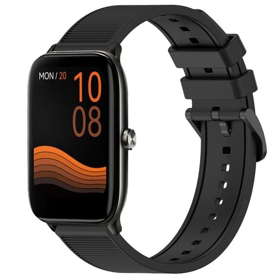 Per Xiaomi Haylou GST LS09B cinturino in silicone strutturato in tinta unita da 22 mm (nero)
