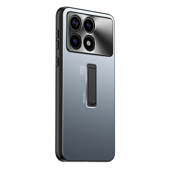 Per Xiaomi Redmi K70 Custodia per telefono con supporto in TPU ibrido in metallo satinato (blu)