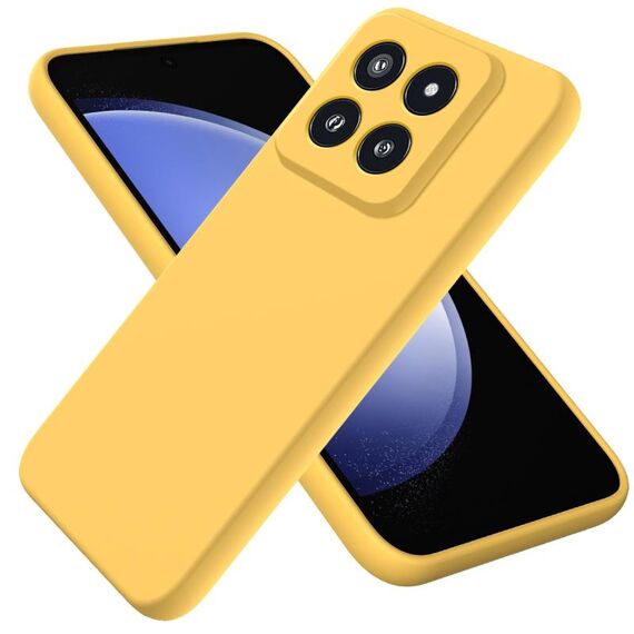 Per Xiaomi 14 Pro Custodia per telefono a copertura totale antigoccia in silicone liquido tinta unita (giallo)