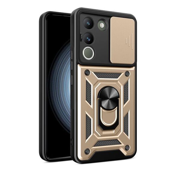 Per vivo V29e Sud Est Asiatico / Y200 5G Cover per fotocamera scorrevole Design TPU + Custodia per PC (Oro)