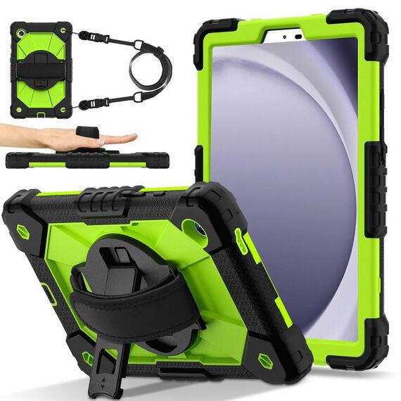 Custodia per tablet PC ibrida in silicone Robot C2 per Samsung Galaxy Tab A9 X115 (nero giallo verde)