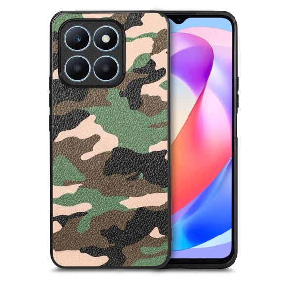 Custodia per telefono posteriore in pelle mimetica retrò per Honor X6a (verde)