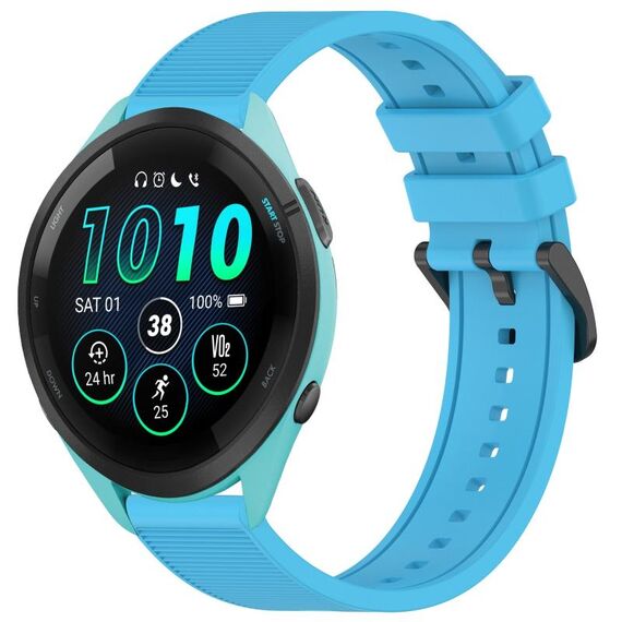 Per cinturino per orologio Garmin Forerunner 265 da 22 mm in silicone strutturato in tinta unita (blu cielo)