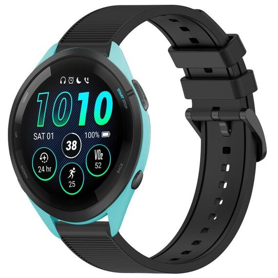 Per cinturino per orologio Garmin Forerunner 265 Music da 22 mm in silicone strutturato in tinta unita (nero)