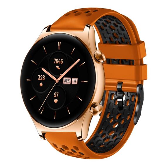 Cinturino per orologio in silicone traspirante bicolore da 22 mm For Honor Watch GS 3 (arancione + nero)