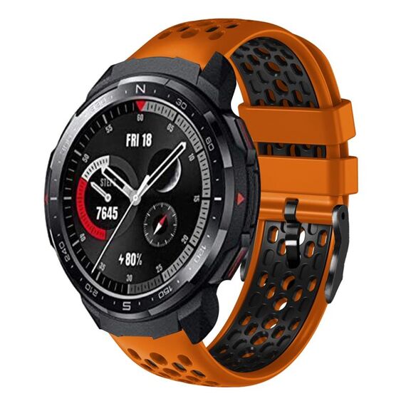 For Honor Watch GS Pro 22mm Cinturino in silicone traspirante bicolore (arancione + nero)