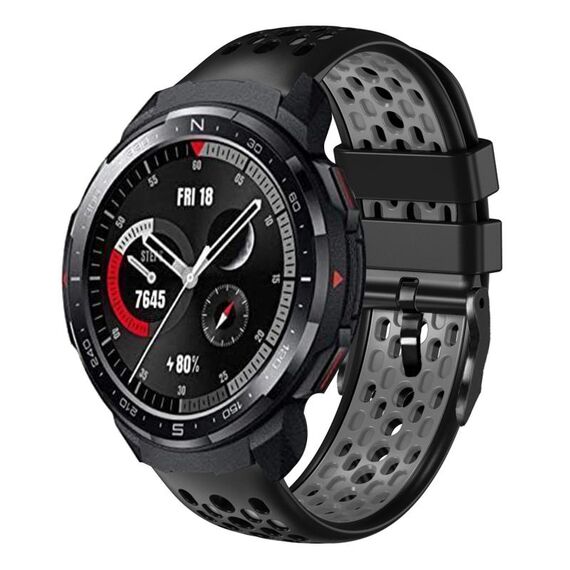 Cinturino per orologio in silicone traspirante bicolore For Honor Watch GS Pro 22mm (nero + grigio)