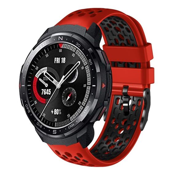 Cinturino per orologio in silicone traspirante bicolore For Honor Watch GS Pro 22mm (rosso + nero)