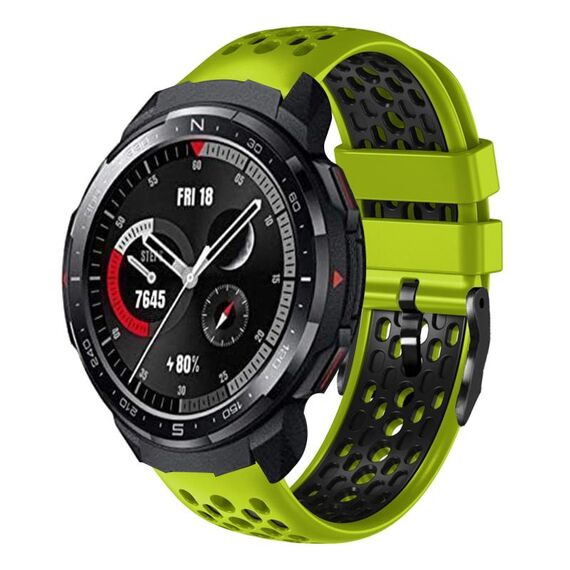 Cinturino per orologio in silicone traspirante bicolore For Honor Watch GS Pro 22 mm (lime + nero)