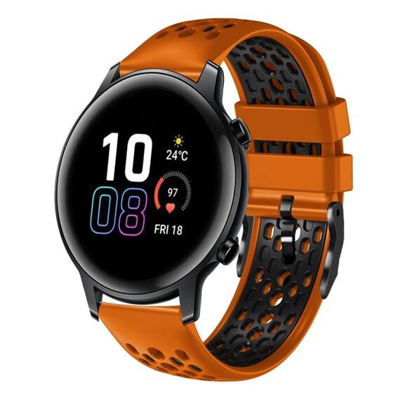 For Honor Magic Watch 2 46mm 22mm Cinturino in silicone traspirante bicolore (arancione + nero)