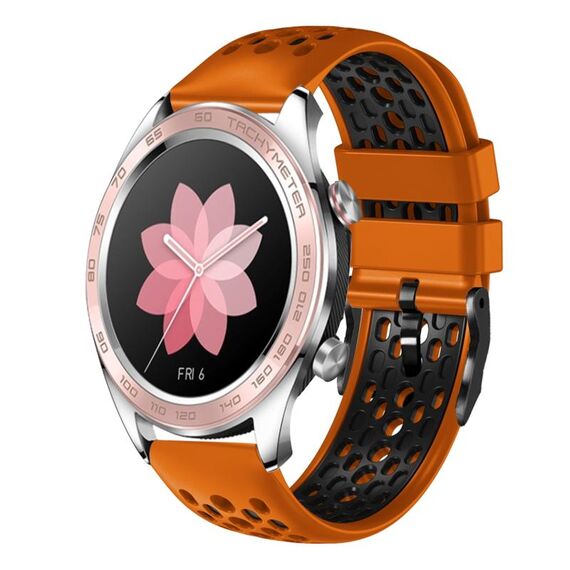 For Honor Watch Dream 22mm Cinturino in silicone traspirante bicolore (arancione + nero)