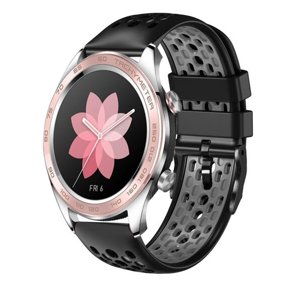 For Honor Watch Dream 22mm Cinturino in silicone traspirante bicolore (nero + grigio)