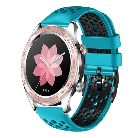 For Honor Watch Dream 22mm Cinturino in silicone traspirante bicolore (azzurro + nero)