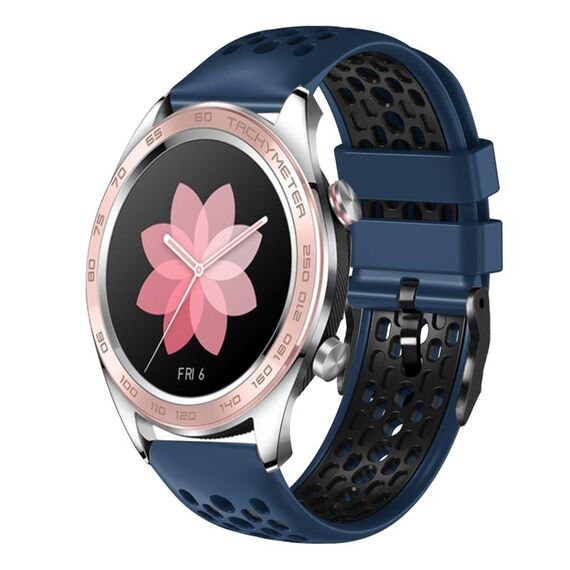 For Honor Watch Dream 22mm Cinturino in silicone traspirante bicolore (blu notte + nero)