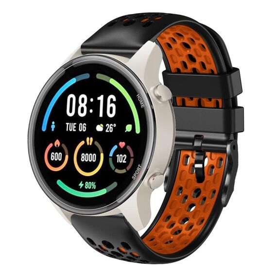 Per Xiaomi MI Watch Sport Cinturino in silicone traspirante bicolore da 22 mm (nero + arancione)