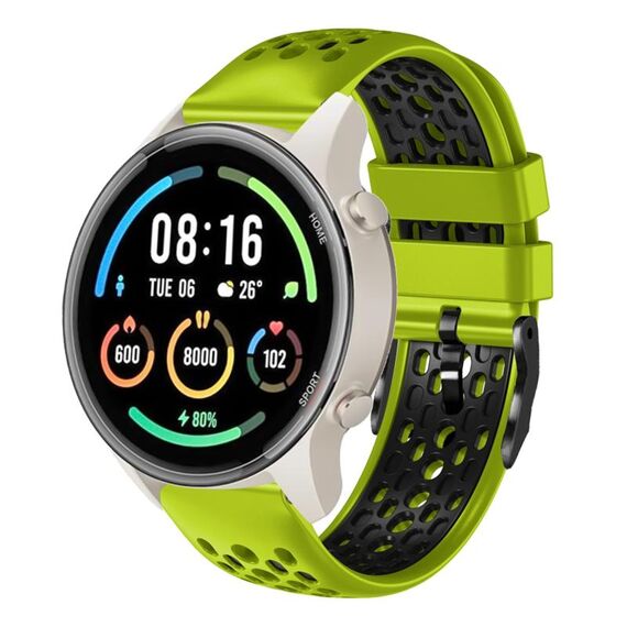 Per Xiaomi MI Watch Sport Cinturino in silicone traspirante bicolore da 22 mm (lime + nero)