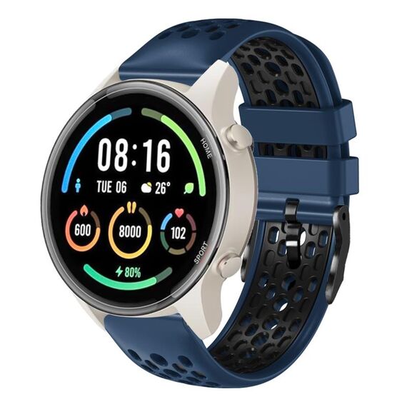 Per Xiaomi MI Watch Sport Cinturino in silicone traspirante bicolore da 22 mm (blu notte + nero)