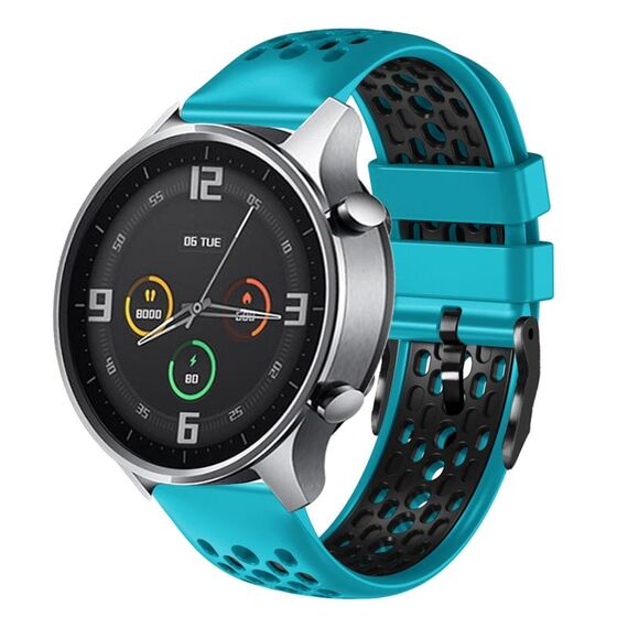 Per Xiaomi MI Watch Color 22mm Cinturino in silicone traspirante bicolore (blu cielo + nero)