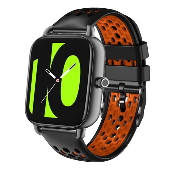 Per Xiaomi Haylou RS4 LS12 Cinturino in silicone traspirante bicolore da 22 mm (nero + arancione)