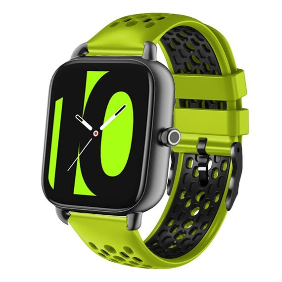 Per Xiaomi Haylou RS4 LS12 22mm cinturino in silicone traspirante bicolore (lime + nero)