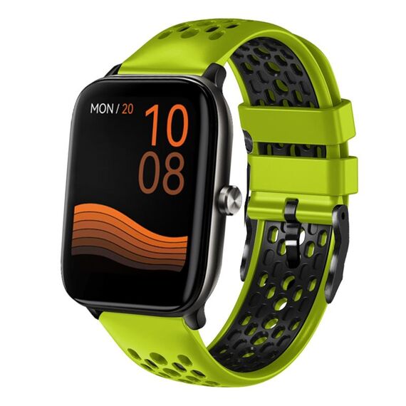 Per Xiaomi Haylou GST LS09B 22mm cinturino in silicone traspirante bicolore (lime + nero)