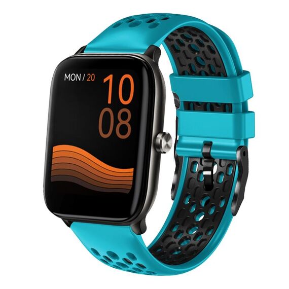 Per Xiaomi Haylou GST LS09B Cinturino in silicone traspirante bicolore da 22 mm (blu cielo + nero)