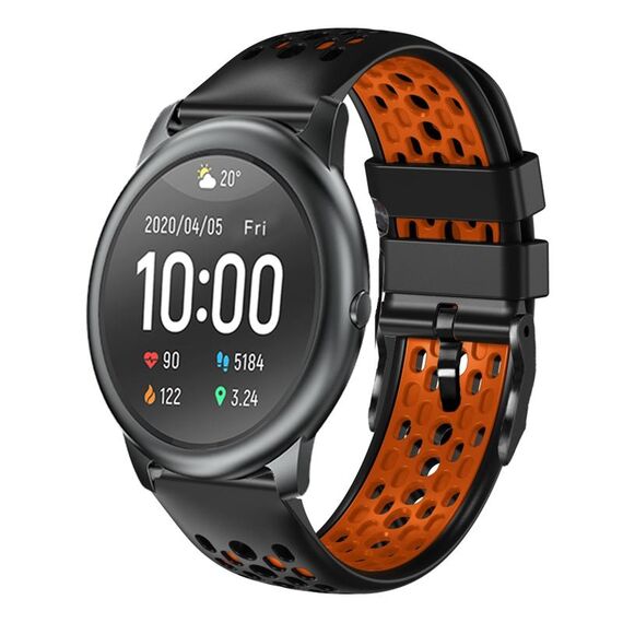 Per Xiaomi Haylou RT LS05S Cinturino in silicone traspirante bicolore da 22 mm (nero + arancione)