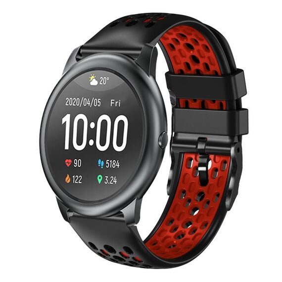 Per Xiaomi Haylou RT LS05S Cinturino in silicone traspirante bicolore da 22 mm (nero + rosso)