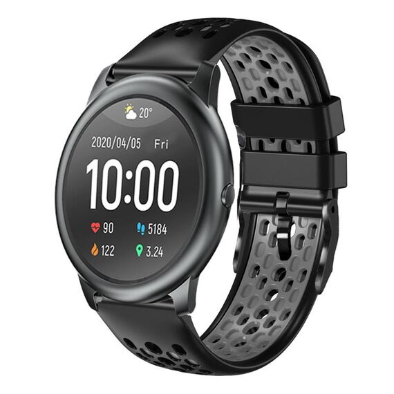 Per Xiaomi Haylou RT LS05S Cinturino in silicone traspirante bicolore da 22 mm (nero + grigio)