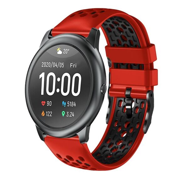 Per Xiaomi Haylou RT LS05S Cinturino in silicone traspirante bicolore da 22 mm (rosso + nero)