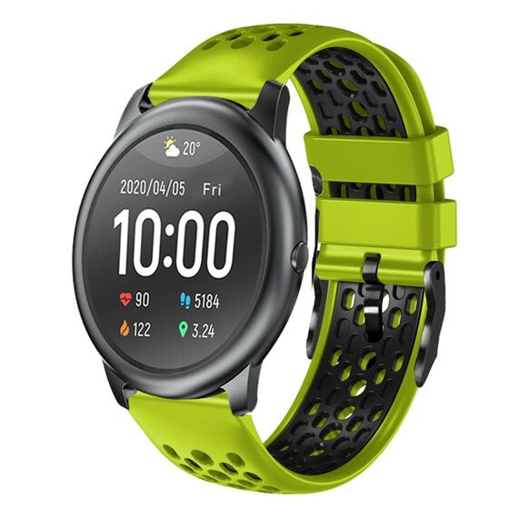 Per Xiaomi Haylou RT LS05S Cinturino in silicone traspirante bicolore da 22 mm (lime + nero)