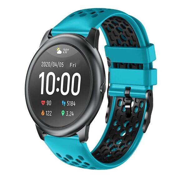 Per Xiaomi Haylou RT LS05S Cinturino in silicone traspirante bicolore da 22 mm (blu cielo + nero)