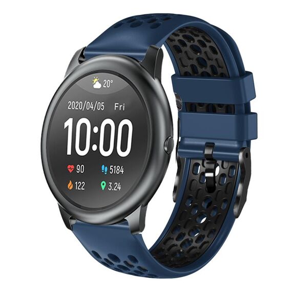 Per Xiaomi Haylou RT LS05S Cinturino in silicone traspirante bicolore da 22 mm (blu notte + nero)