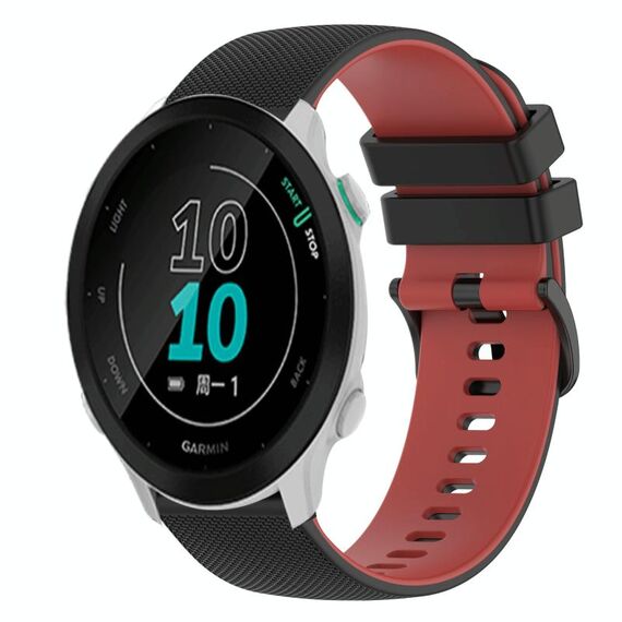 Per Garmin Forerunner 158 Cinturino in silicone bicolore a scacchi da 20 mm (nero + rosso)