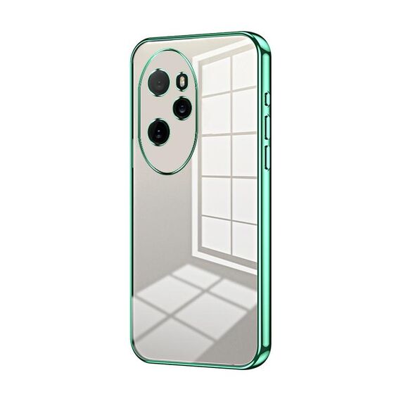 Custodia per telefono con foro fine con placcatura trasparente per Honor 100 Pro (verde)