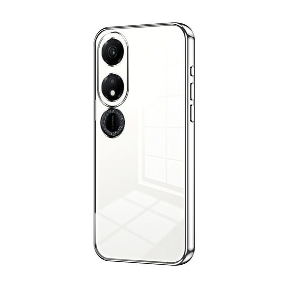 Custodia per telefono For Honor Play 40 con placcatura trasparente e foro fine (Argento)