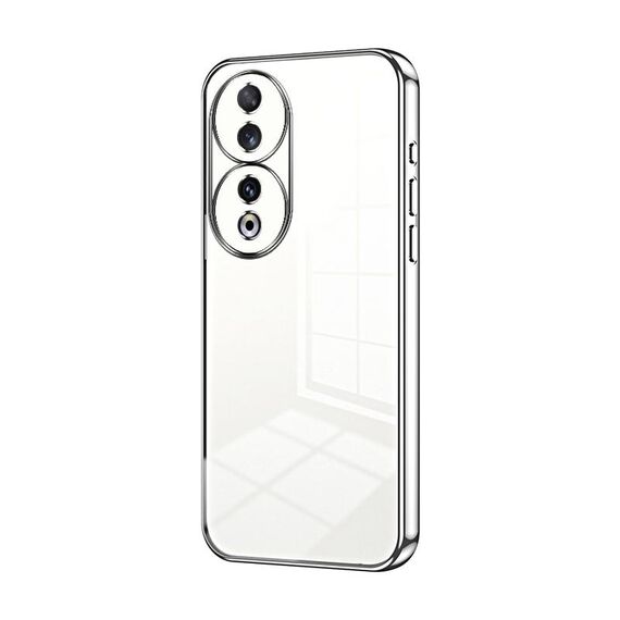 Per Honor 90 Custodia per telefono con foro sottile con placcatura trasparente (argento)