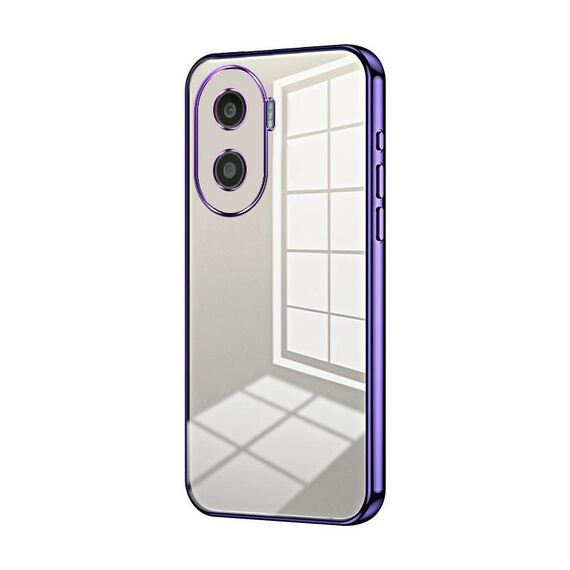 Custodia per telefono con foro fine con placcatura trasparente per Honor X40i / Play 7T Pro (viola)