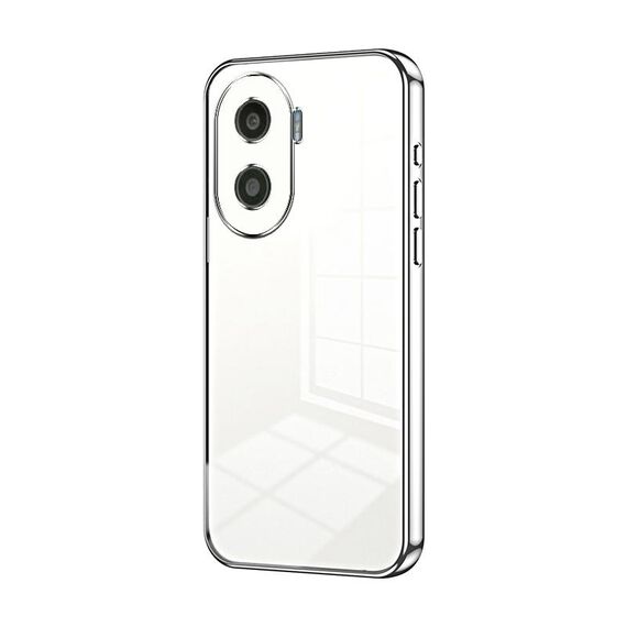 Custodia per telefono con foro fine con placcatura trasparente per Honor X40i / Play 7T Pro (Argento)