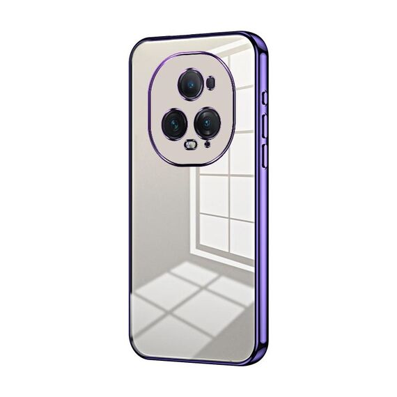 Custodia per telefono con foro fine con placcatura trasparente per Honor Magic5 (viola)