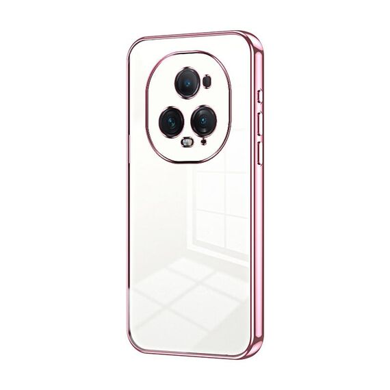 Custodia per telefono con foro sottile con placcatura trasparente per Honor Magic5 (rosa)