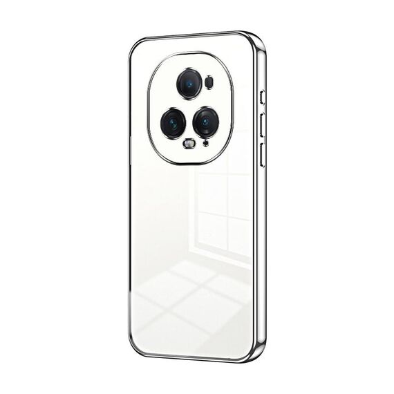 Per Honor Magic5 Custodia per telefono con foro fine con placcatura trasparente (Argento)