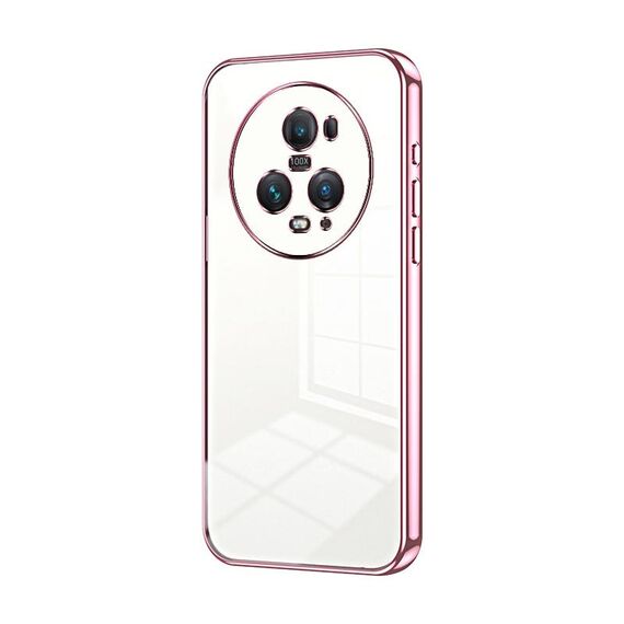 Per Honor Magic5 Pro Custodia per telefono con foro sottile con placcatura trasparente (rosa)