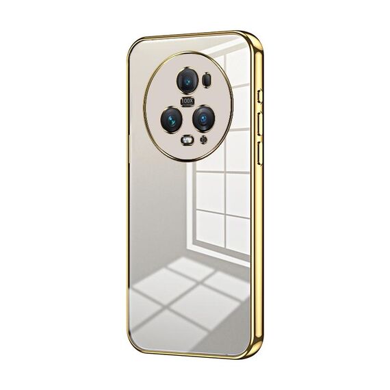 Per Honor Magic5 Pro Custodia per telefono con foro sottile con placcatura trasparente (oro)