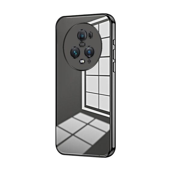 Per Honor Magic5 Pro Custodia per telefono con foro sottile con placcatura trasparente (nera)
