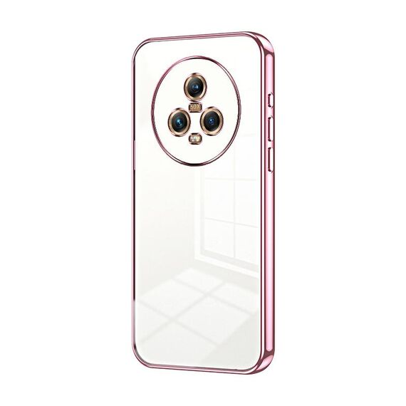 Custodia per telefono con foro fine con placcatura trasparente per Honor Magic5 (rosa)