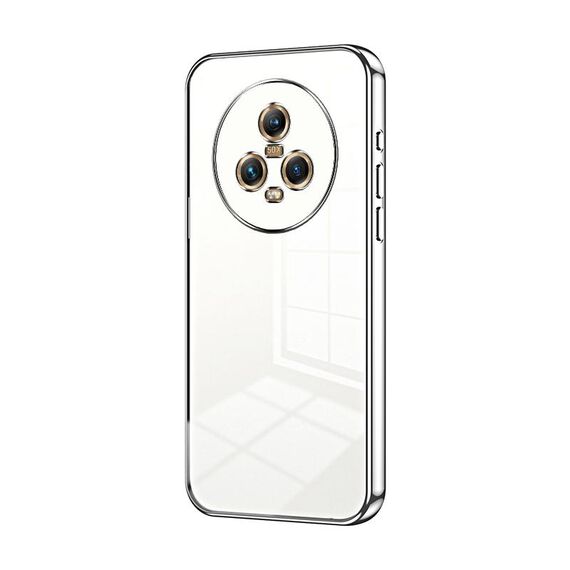 Per Honor Magic5 Custodia per telefono con foro sottile con placcatura trasparente (Argento)