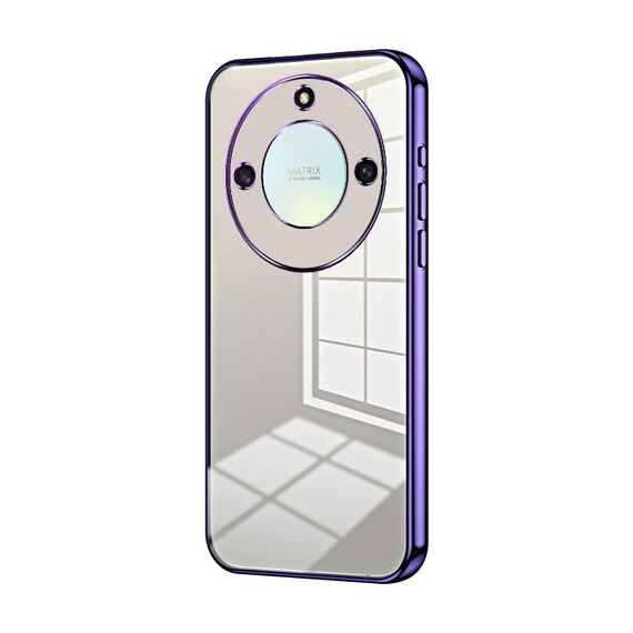 Custodia per telefono con foro sottile con placcatura trasparente per Honor X40 5G / Magic5 Lite / X9a (viola)